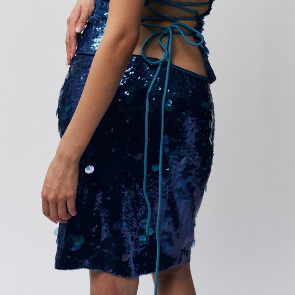 Guizio Blue Sequin Skirt